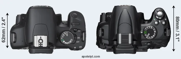 Compare XSi versus D5000 top