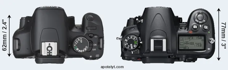 Compare XSi versus D7000 top