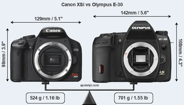 Size Canon XSi vs Olympus E-30