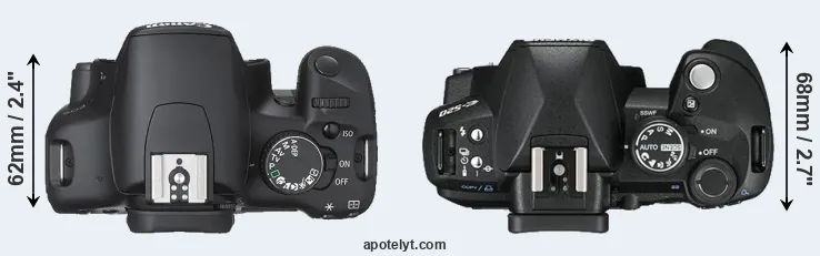 Compare XSi versus E-520 top