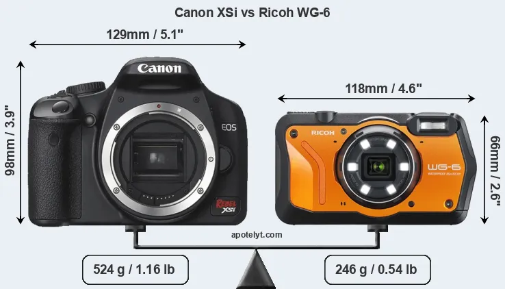 Size Canon XSi vs Ricoh WG-6