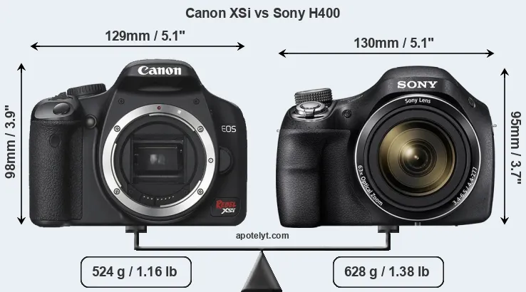 Size Canon XSi vs Sony H400