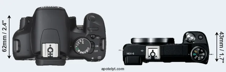 Compare XSi versus NEX-6 top