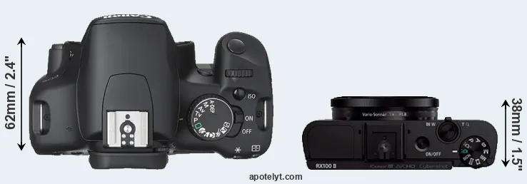 Compare XSi versus RX100 II top