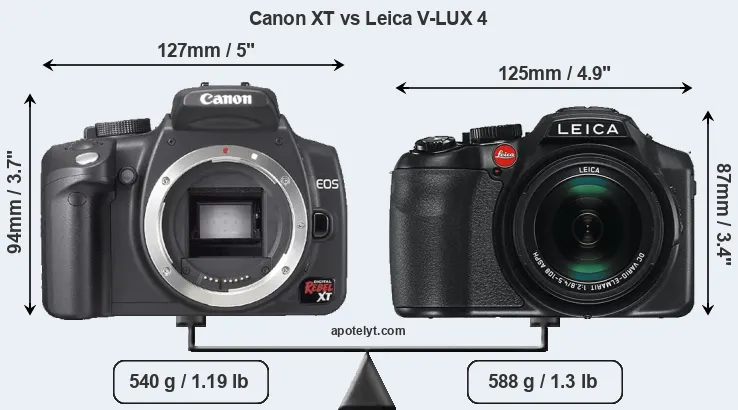 Size Canon XT vs Leica V-LUX 4