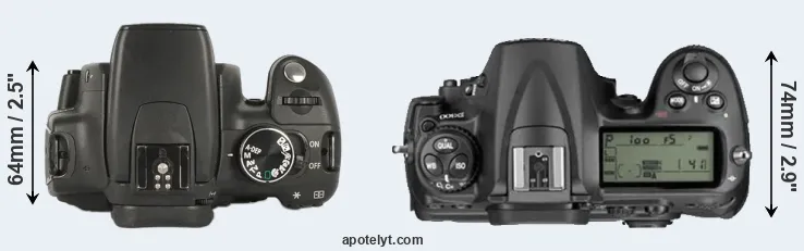 Compare XT versus D300 top