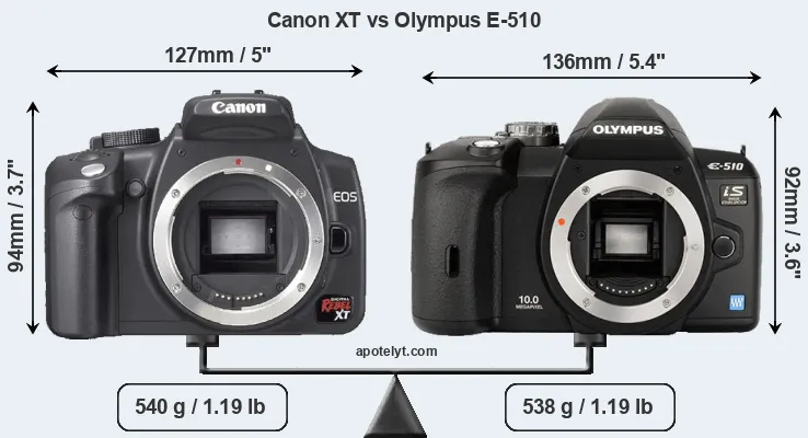 Size Canon XT vs Olympus E-510