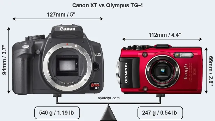 Size Canon XT vs Olympus TG-4