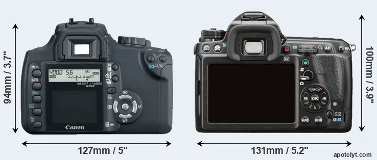 Comparison XT or K-3 II rear