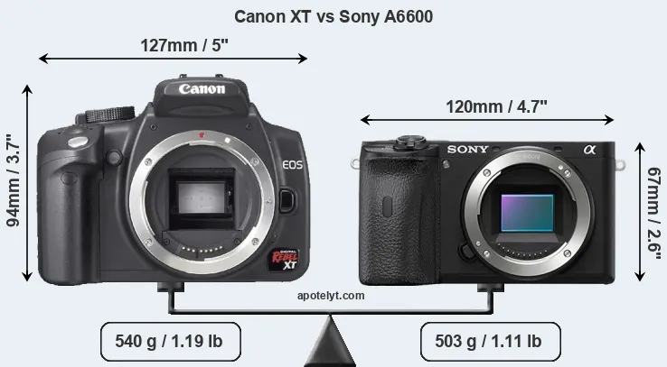 Size Canon XT vs Sony A6600