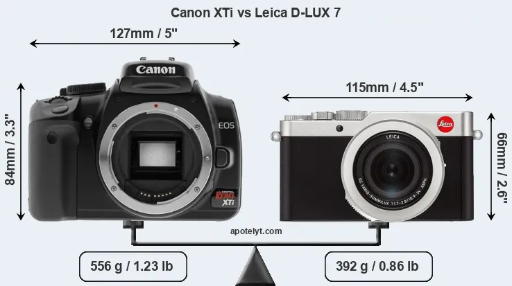 Size Canon XTi vs Leica D-LUX 7