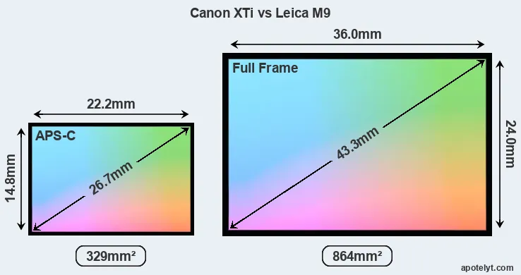 Canon XTi and Leica M9 sensor measures