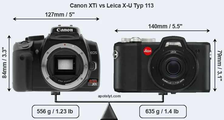 Size Canon XTi vs Leica X-U Typ 113