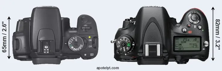Compare XTi versus D610 top
