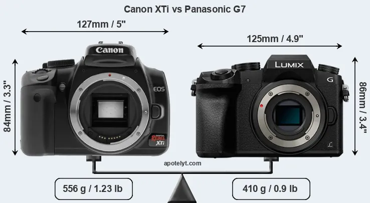 Size Canon XTi vs Panasonic G7