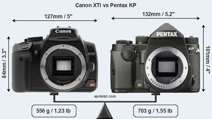 Size Canon XTi vs Pentax KP