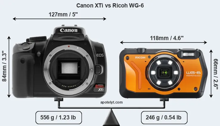 Size Canon XTi vs Ricoh WG-6