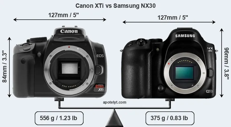 Size Canon XTi vs Samsung NX30