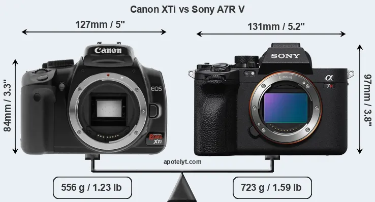 Size Canon XTi vs Sony A7R V