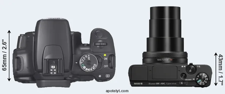 Compare XTi versus RX100 VII top