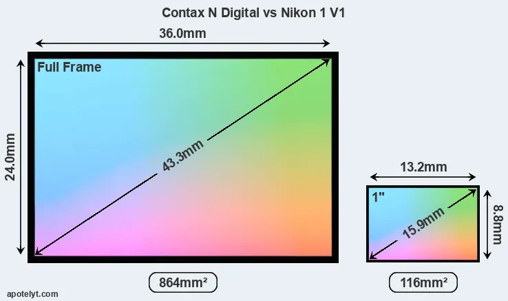 Contax N Digital and Nikon 1 V1 sensor measures