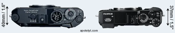 Compare R-D1 versus X-E2 top
