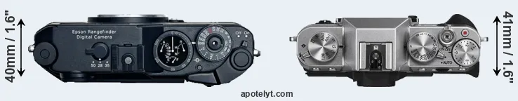Compare R-D1 versus X-T10 top