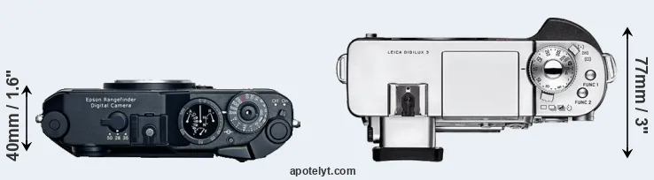 Compare R-D1 versus Digilux 3 top