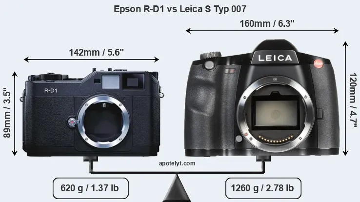 Size Epson R-D1 vs Leica S Typ 007