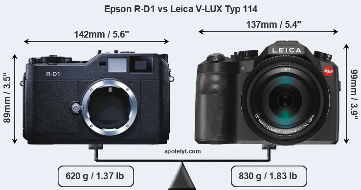 Size Epson R-D1 vs Leica V-LUX Typ 114