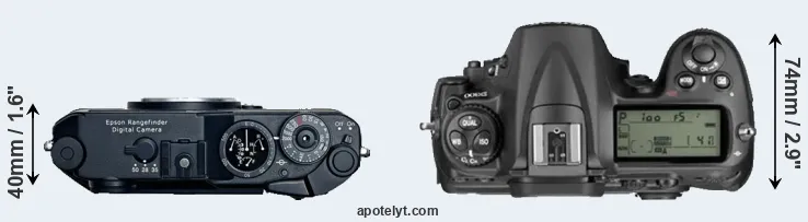 Compare R-D1 versus D300 top