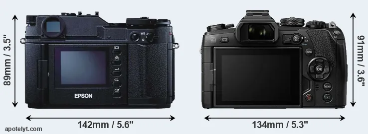 Comparison R-D1 or E-M1 II rear