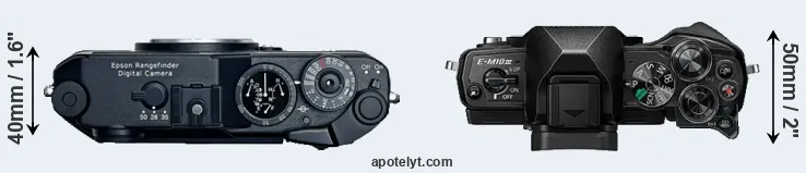 Compare R-D1 versus E-M10 III top