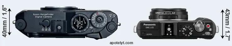 Compare R-D1 versus LX5 top