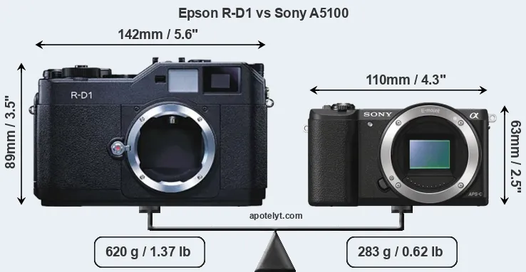 Size Epson R-D1 vs Sony A5100