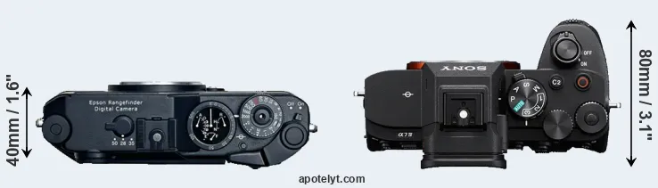 Compare R-D1 versus A7 IV top
