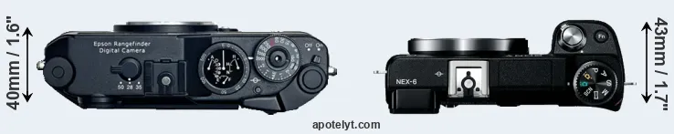 Compare R-D1 versus NEX-6 top