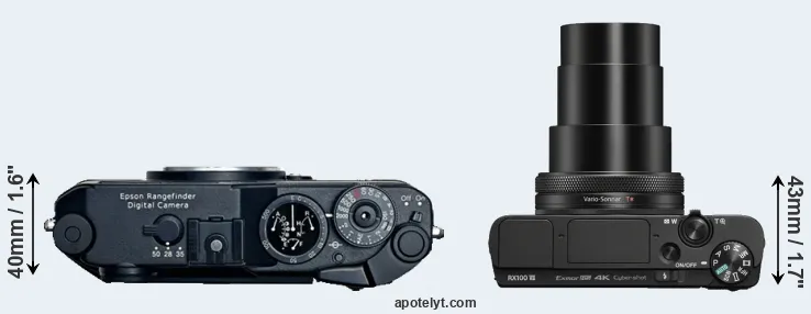 Compare R-D1 versus RX100 VII top
