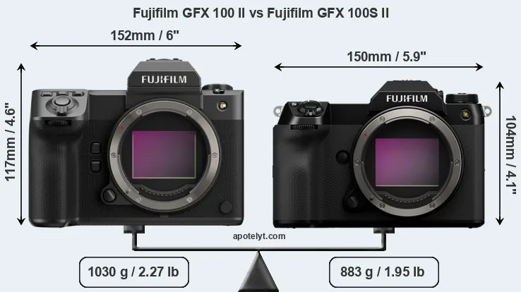 Size Fujifilm GFX 100 II vs Fujifilm GFX 100S II