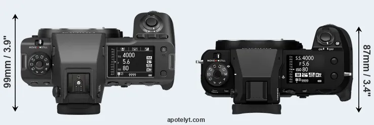 Compare GFX 100 II versus GFX 100S II top