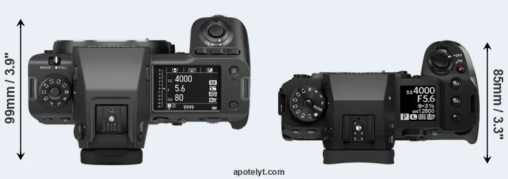 Compare GFX 100 II versus X-H2S top