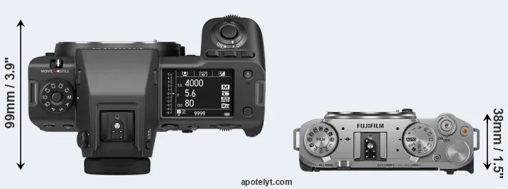 Compare GFX 100 II versus X-M5 top