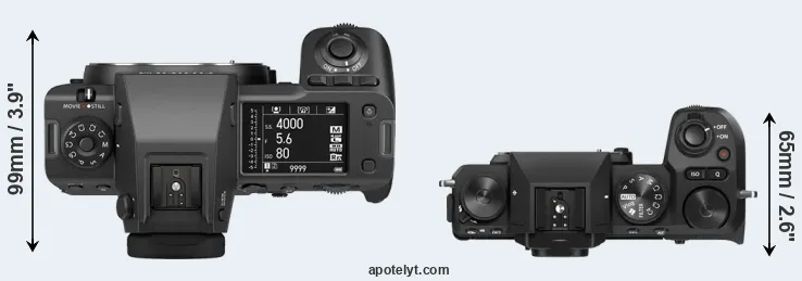 Compare GFX 100 II versus X-S20 top