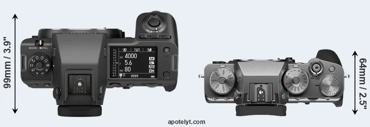 Compare GFX 100 II versus X-T4 top