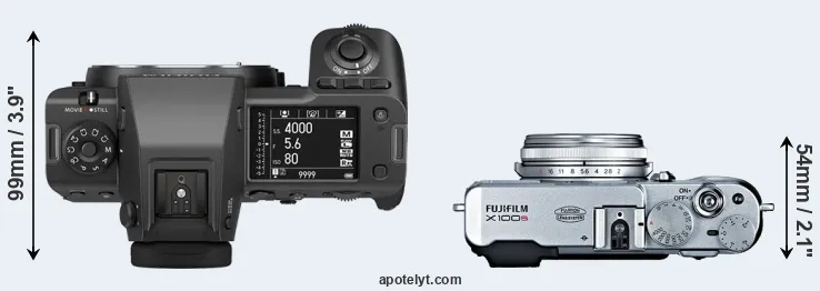 Compare GFX 100 II versus X100S top