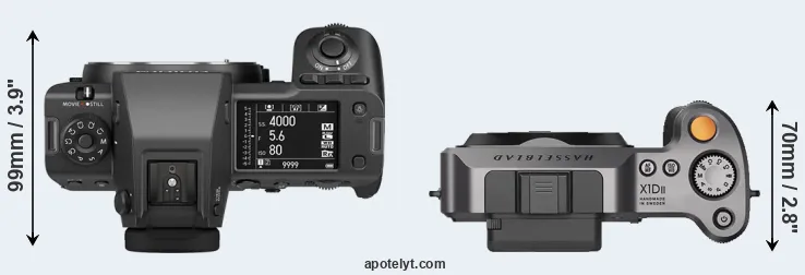 Compare GFX 100 II versus X1D II top