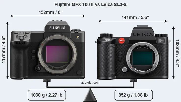 Size Fujifilm GFX 100 II vs Leica SL3-S