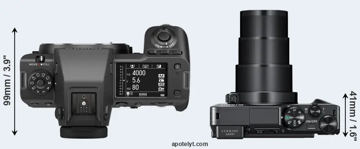 Compare GFX 100 II versus A1000 top