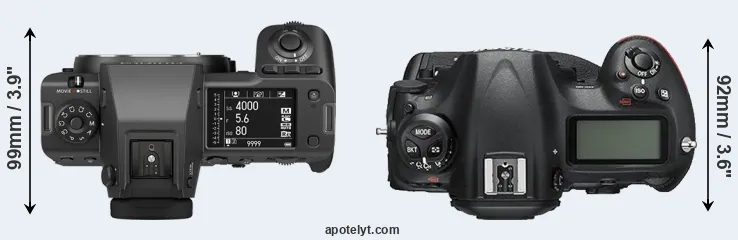 Compare GFX 100 II versus D5 top