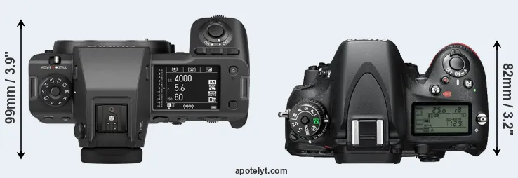 Compare GFX 100 II versus D610 top